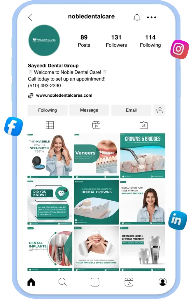 mockup design of phone with social media profile